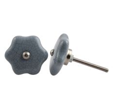 Grey Star Shape Crackle Ceramic Cabinet Knob